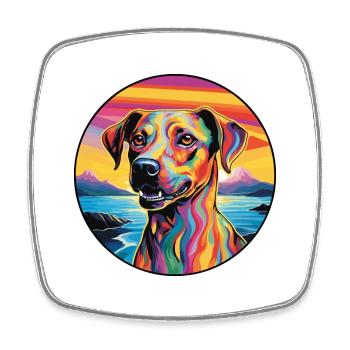 Mountain Cur Dog Breed Colorful Cartoon Watercolor - Square fridge magnet - white - Front