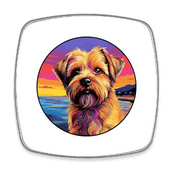 Norfolk Terrier Hunderasse Bunte Karikatur Waterco - Viereckiger Kühlschrankmagnet - Weiß - Vorne