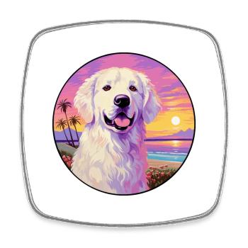 Kuvasz Hunderasse Buntes Cartoon Aquarell - Viereckiger Kühlschrankmagnet - Weiß - Vorne