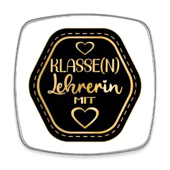 KLASSENLEHRERIN - LEHRERIN MIT HERZ - Viereckiger Kühlschrankmagnet - Weiß - Vorne