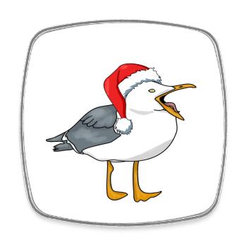 Seagull with Santa hat - Square fridge magnet - white - Front