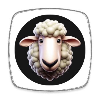 Style d’animation drôle de tête de mouton - Magnet carré - blanc - Devant
