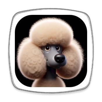 Poodle Dog Head Comic Cartoon Photorealistic - Square fridge magnet - white - Front