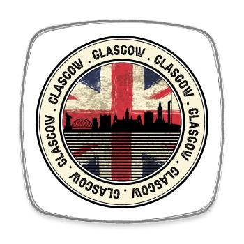 Glasgow Unionjack Stadtbild - Viereckiger Kühlschrankmagnet - Weiß - Vorne