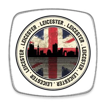 Médaillon de l’Union Jack de Leicester Skyline - Magnet carré - blanc - Devant