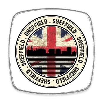 Sheffield Skyline Union Flag - Square fridge magnet - white - Front