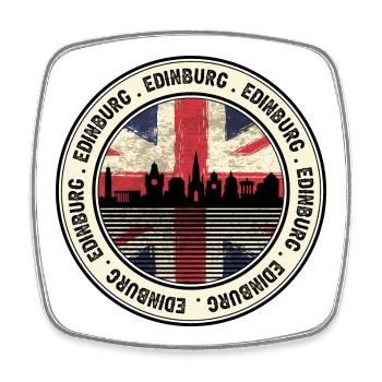 Edinburgh Skyline Union Abzeichen - Viereckiger Kühlschrankmagnet - Weiß - Vorne