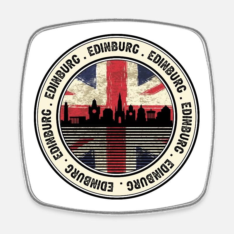 Edinburgh Skyline Union Badge - Square fridge magnet - white