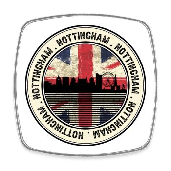 Union Jack City Skyline Stamp - Square fridge magnet - white - Front