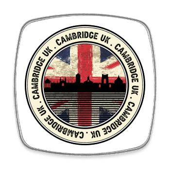 London Skyline Round-Emblem - Viereckiger Kühlschrankmagnet - Weiß - Vorne