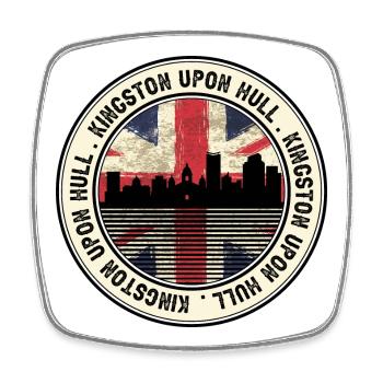 Médaillon Union Jack de la Skyline de Hull - Magnet carré - blanc - Devant