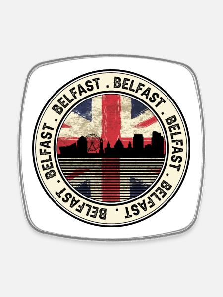 Belfast Union Jack Roundel - Square fridge magnet - white