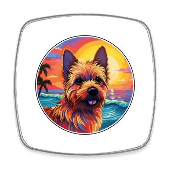 Norwich Terrier Dog Breed Colorful Cartoon Waterco - Square fridge magnet - white - Front