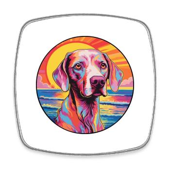 Vieux chien d’arrêt danois race coloré dessin animé Wate - Magnet carré - blanc - Devant