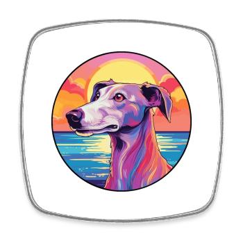 Vieux lévrier croate race de chien dessin animé coloré - Magnet carré - blanc - Devant
