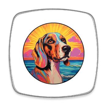 Lévrier norvégien Dunker race de chien coloré dessin animé - Magnet carré - blanc - Devant