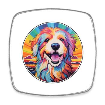Polish Sheepdog Dog Breed Colorful Cartoon W - Square fridge magnet - white - Front