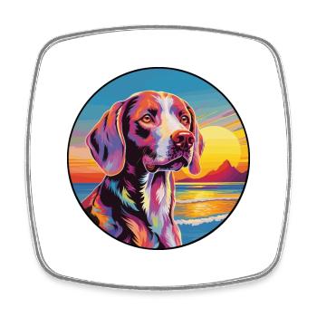 Pointer Dog Breed Colorful Cartoon Watercolor - Square fridge magnet - white - Front