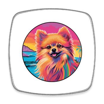 Pommern Deutscher Spitz Hunderasse Bunte Karikatur - Viereckiger Kühlschrankmagnet - Weiß - Vorne