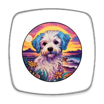 Porcelaine chien race coloré dessin animé aquarelle - Magnet carré - blanc - Devant