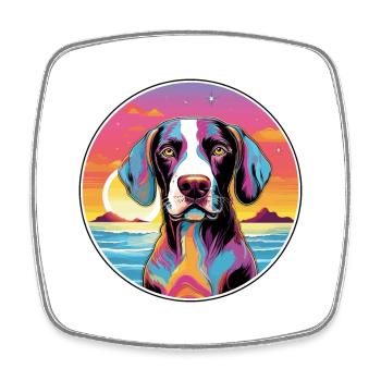 Portuguese Pointer Dog Breed Colorful Cartoon Wate - Square fridge magnet - white - Front