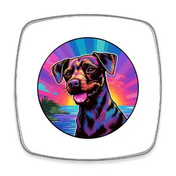 Patterdale Terrier Dog Breed Colorful Cartoon Wate - Square fridge magnet - white - Front