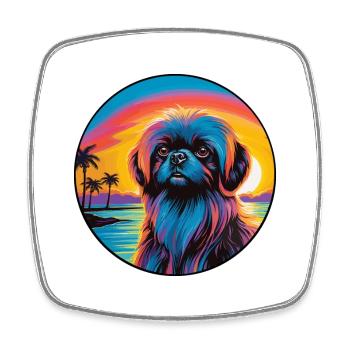Pékin chien race coloré dessin animé aquarelle - Magnet carré - blanc - Devant