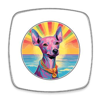 Peruvian Hairless Dog Breed Colorful Cartoon Water - Square fridge magnet - white - Front