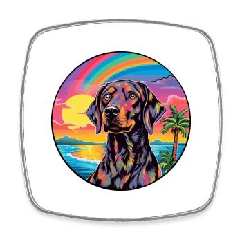 Plott Hund Hund Rasse bunte Karikatur Aquarell - Viereckiger Kühlschrankmagnet - Weiß - Vorne