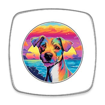 Plummer Terrier Hund Rasse Bunte Karikatur Waterco - Viereckiger Kühlschrankmagnet - Weiß - Vorne