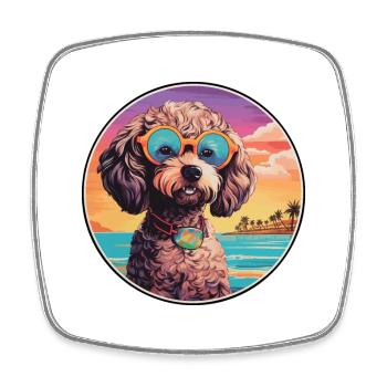 caniche chien race coloré dessin animé aquarelle - Magnet carré - blanc - Devant