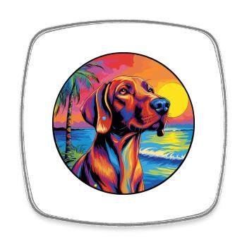 Redbone Coonhound Dog Breed Colorful Cartoon Water - Square fridge magnet - white - Front