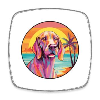 Russischer Jagdhund Rasse Bunte Karikatur Watercolo - Viereckiger Kühlschrankmagnet - Weiß - Vorne