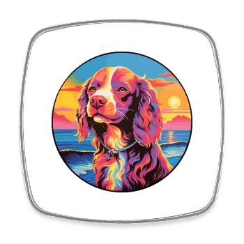 Pont Audemer Épagneul Chien Race Coloré Cartoon Wa - Magnet carré - blanc - Devant