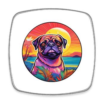 Mops Hund Rasse Bunte Karikatur Aquarell - Viereckiger Kühlschrankmagnet - Weiß - Vorne