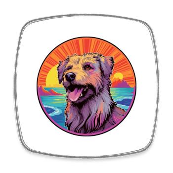 Chien de berger des Pyrénées race de chien coloré dessin animé eau - Magnet carré - blanc - Devant