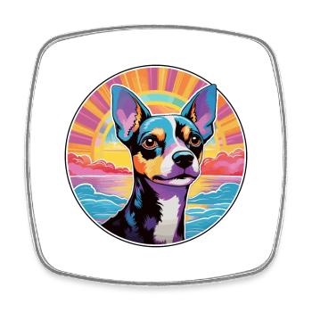 Rattenterrier Hunderasse bunte Karikatur Aquarell - Viereckiger Kühlschrankmagnet - Weiß - Vorne