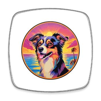 Russian European Laika Dog Breed Colorful Cartoon - Square fridge magnet - white - Front