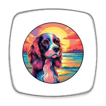 Russische Spaniel-Hunderasse Bunte Karikatur Waterco - Viereckiger Kühlschrankmagnet - Weiß - Vorne