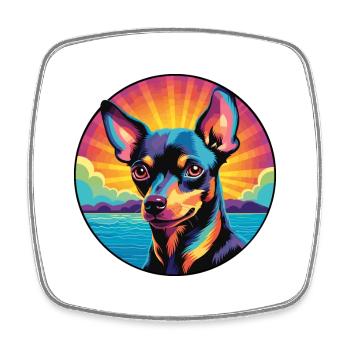 Russe Toy Terrier Chien Race Coloré Cartoon Wat - Magnet carré - blanc - Devant