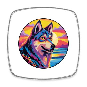 Saarloos Wolfhund Hunderasse Bunte Karikatur Wasserc - Viereckiger Kühlschrankmagnet - Weiß - Vorne