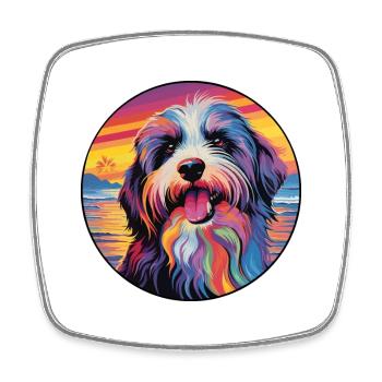 Chien de berger roumain race de chien coloré dessin animé eau - Magnet carré - blanc - Devant
