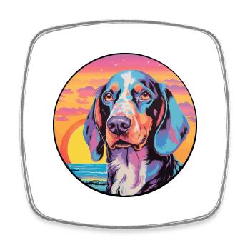 Russian Harlequin Hound Dog Breed Colorful Cartoon - Square fridge magnet - white - Front