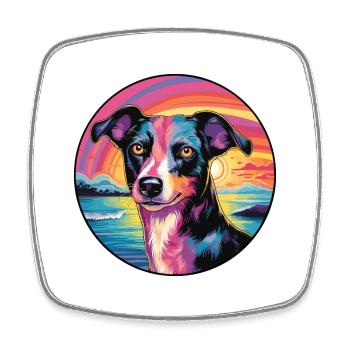 Russo European Laika Dog Breed Colorful Cartoon Wa - Square fridge magnet - white - Front
