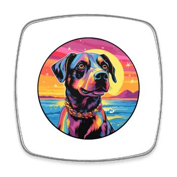 Schweizer Laufhund Hunderasse Bunte Karikatur Wate - Viereckiger Kühlschrankmagnet - Weiß - Vorne