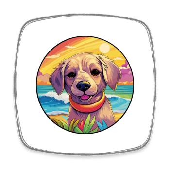 Seskar Seal Hund Rasse Bunte Karikatur Aquarell - Viereckiger Kühlschrankmagnet - Weiß - Vorne