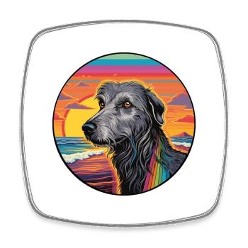 Scottish Deerhound Dog Breed Colorful Cartoon Wate - Square fridge magnet - white - Front