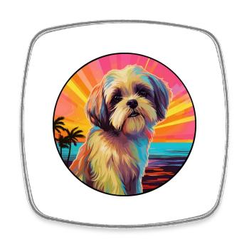 Shih Tzu Dog Breed Colorful Cartoon Watercolor - Square fridge magnet - white - Front