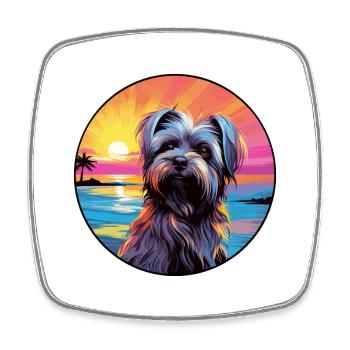 Skye Terrier chien race coloré dessin animé aquarelle - Magnet carré - blanc - Devant