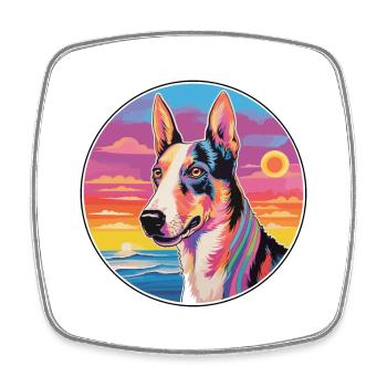 Glatter Collie Hund Rasse Bunte Karikatur Watercolo - Viereckiger Kühlschrankmagnet - Weiß - Vorne